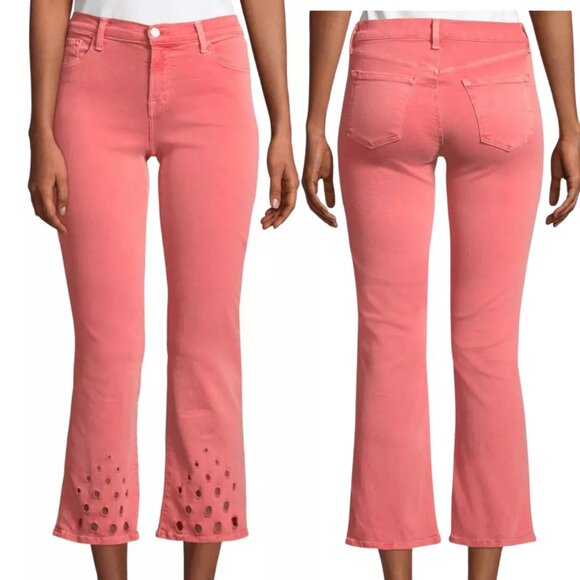 J Brand Women's Selena Grapefruit Crop Boot Mid-Rise Eyelet Jean SZ 24R NWT - Picture 1 of 12